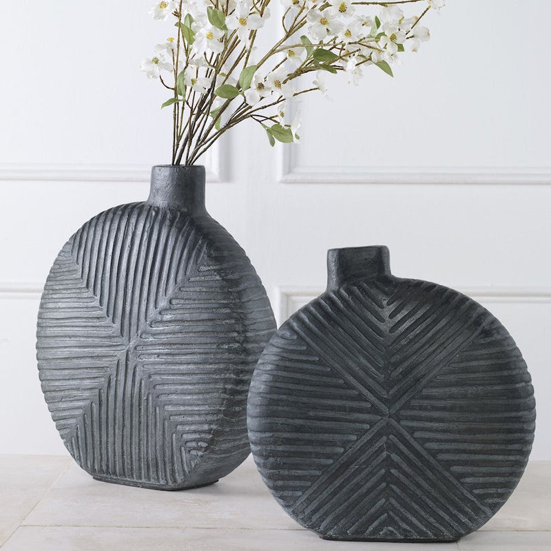 Uttermost Viewpoint Aged Black Vases, Set of 2 - 17114