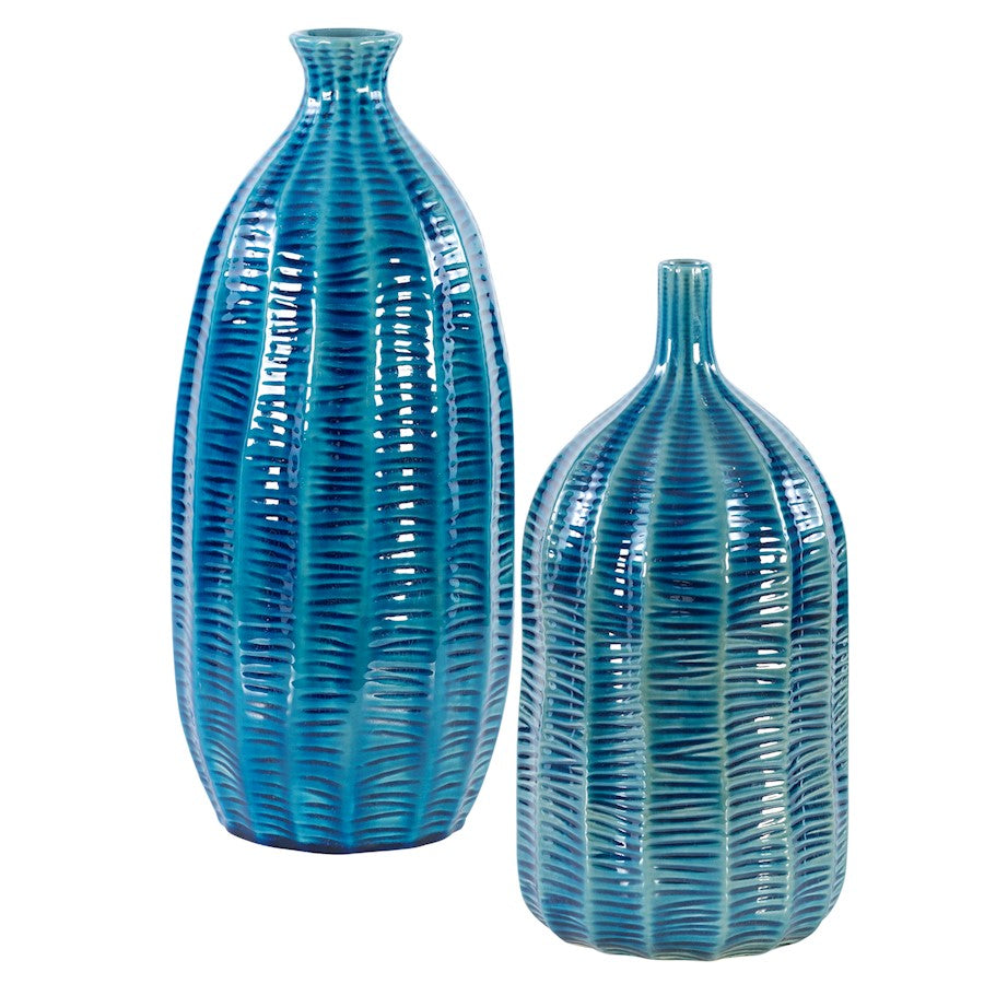 Uttermost Bixby Blue Vases, Set of 2