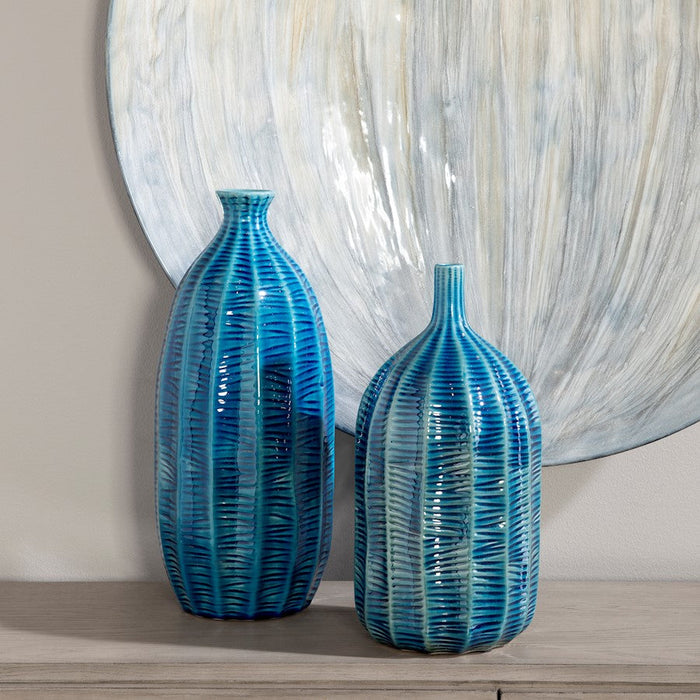 Uttermost Bixby Blue Vases, Set of 2