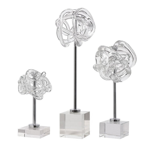 Uttermost Neuron Glass Table Top Sculptures, Set of 3, Nickel/Crystal- 17835