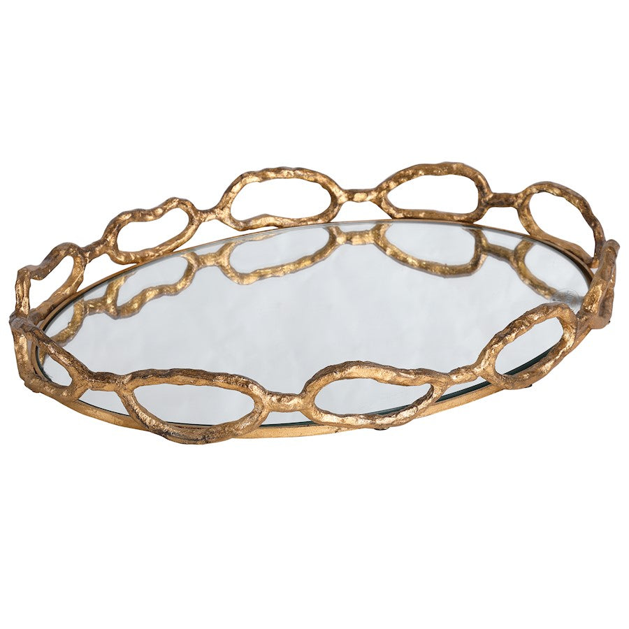 Uttermost Cable Chain Mirrored Tray, Gold Leaf - 17837