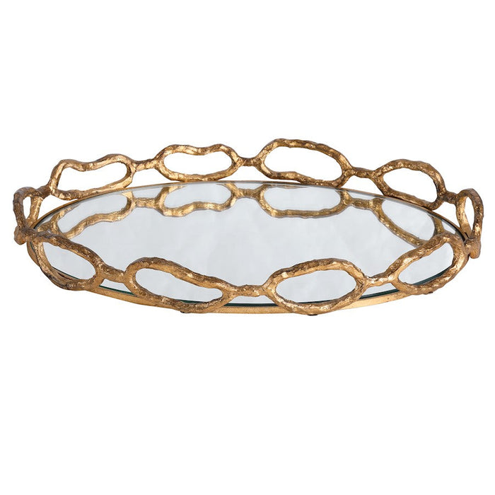 Uttermost Cable Chain Mirrored Tray, Gold Leaf