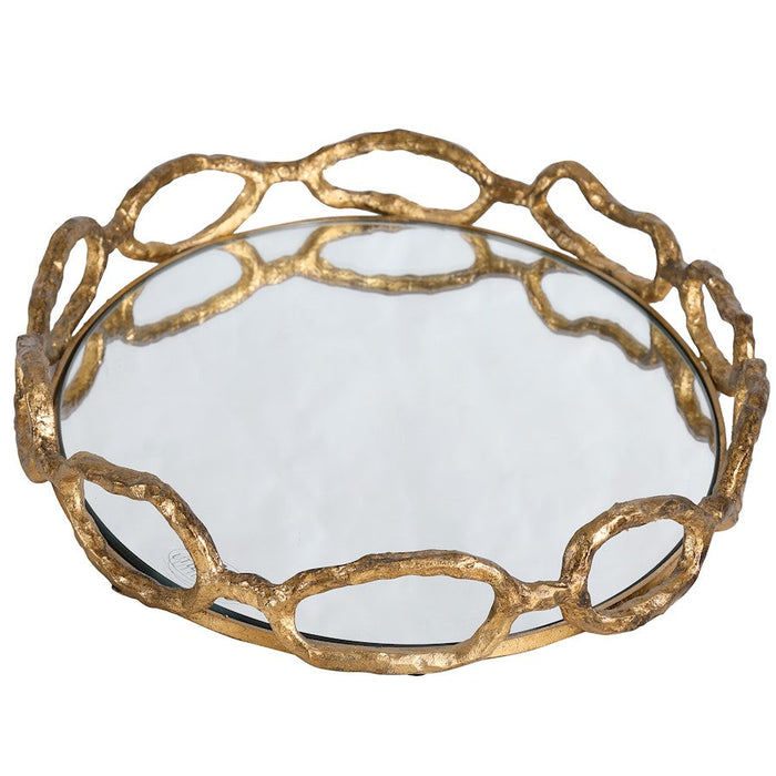 Uttermost Cable Chain Mirrored Tray, Gold Leaf