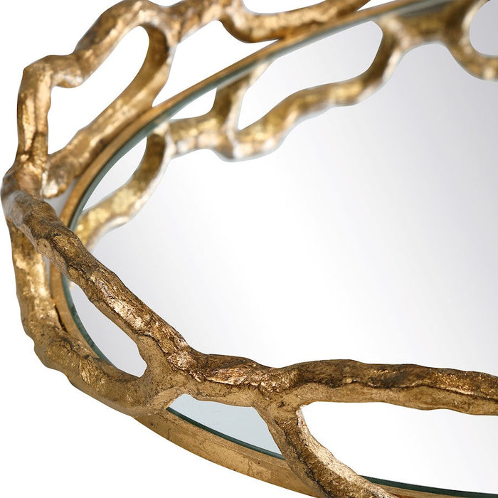 Uttermost Cable Chain Mirrored Tray, Gold Leaf