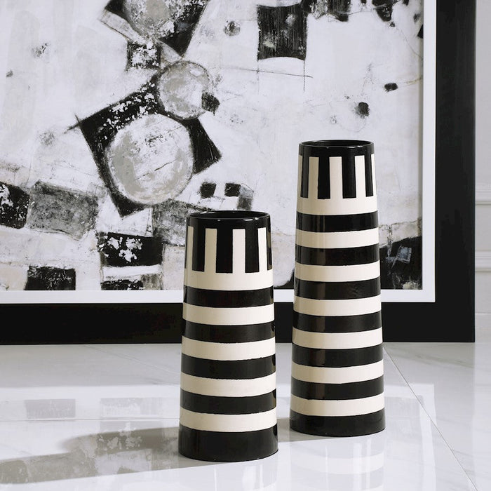 Uttermost Amhara Black & White Vases, Set of 2