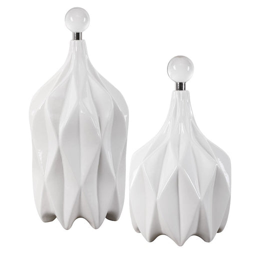 Uttermost Klara White Bottles, Set of 2 - 17868