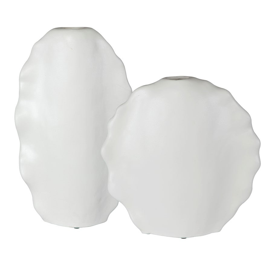 Uttermost Ruffled Feathers Modern White Vases, Set of 2 - 17963