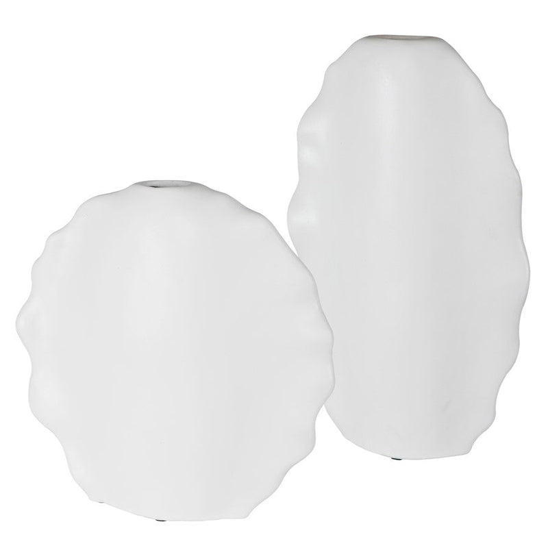 Uttermost Ruffled Feathers Modern White Vases, Set Of 2