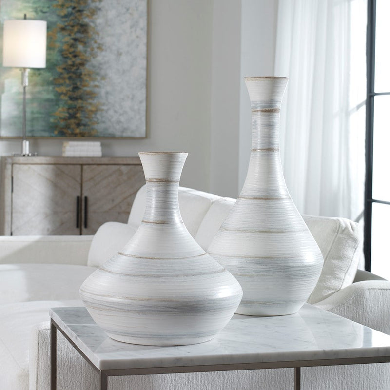 Uttermost Potter Fluted Striped Vases, Set Of 2