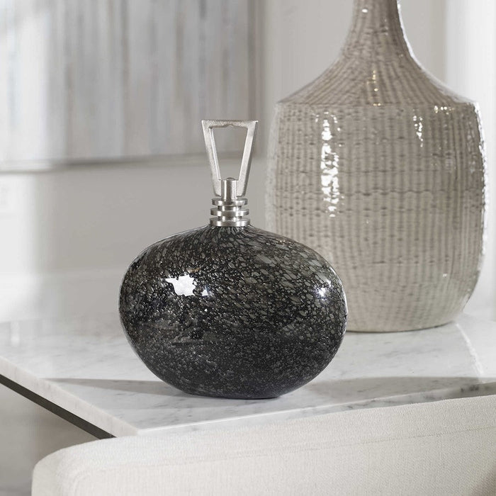 Uttermost Cosmos Glass Bottle, Charcoal Bubble