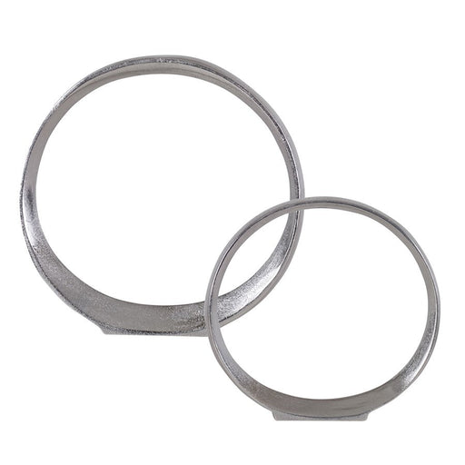 Uttermost Orbits Set of 2 Ring Sculptures, Nickel - 17985