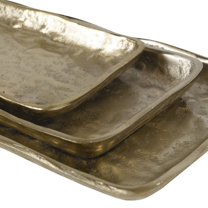 Uttermost Artisan Set of 3 Trays, Antique Gold