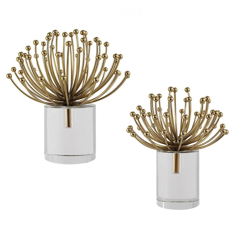 Uttermost Aga Set of 2 Modern Sculptures, Brushed Gold - 17997