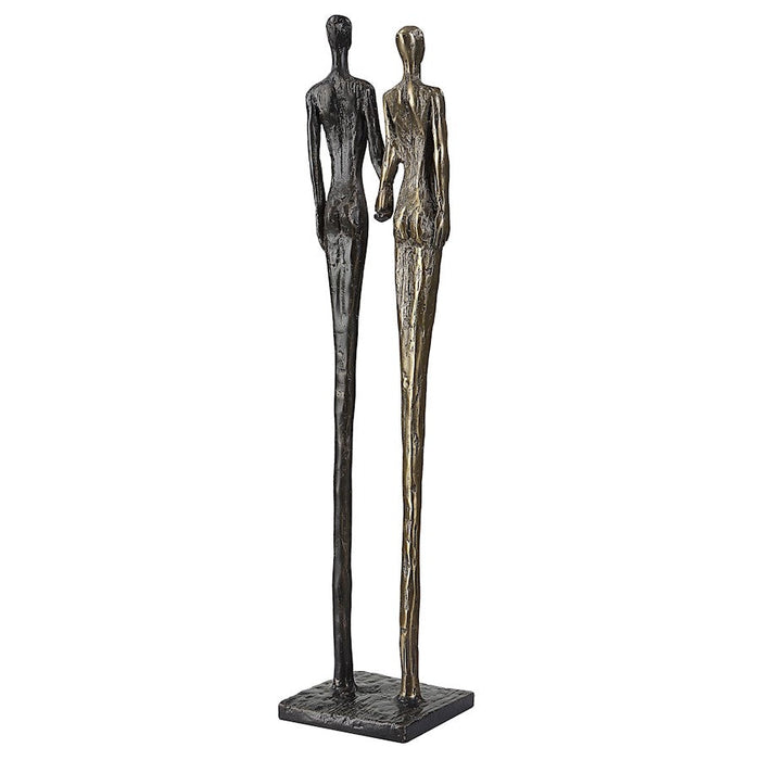 Uttermost Two's Company Cast Iron Sculpture, Brass/Bronze