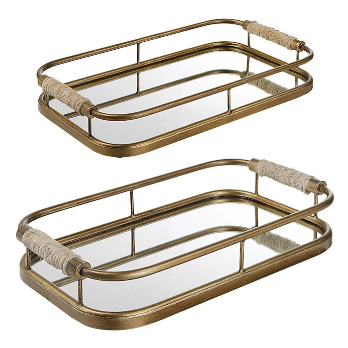 Uttermost Rosea Brushed Gold Trays, Set of 2