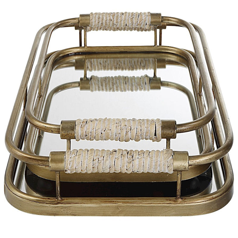 Uttermost Rosea Brushed Gold Trays, Set of 2