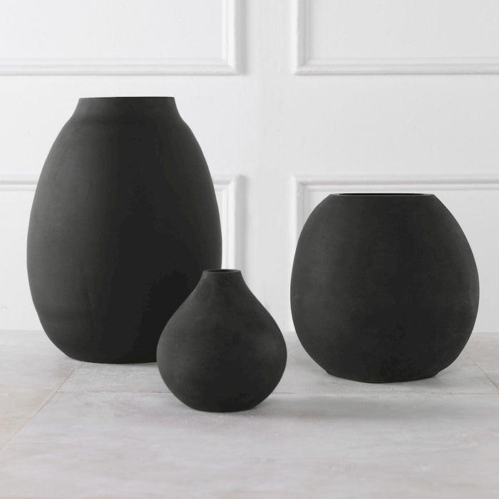 Uttermost Hearth Matte Black Vases, Set Of 3