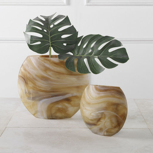 Uttermost Fusion Swirled Caramel/Ivory Vases, Set of 2 - 18070