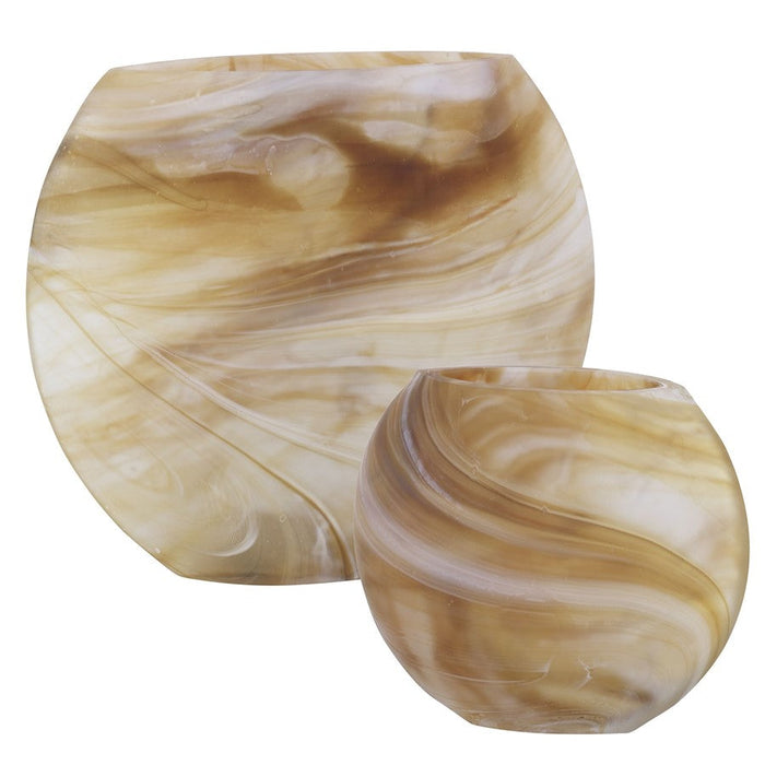 Uttermost Fusion Swirled Caramel/Ivory Vases, Set Of 2