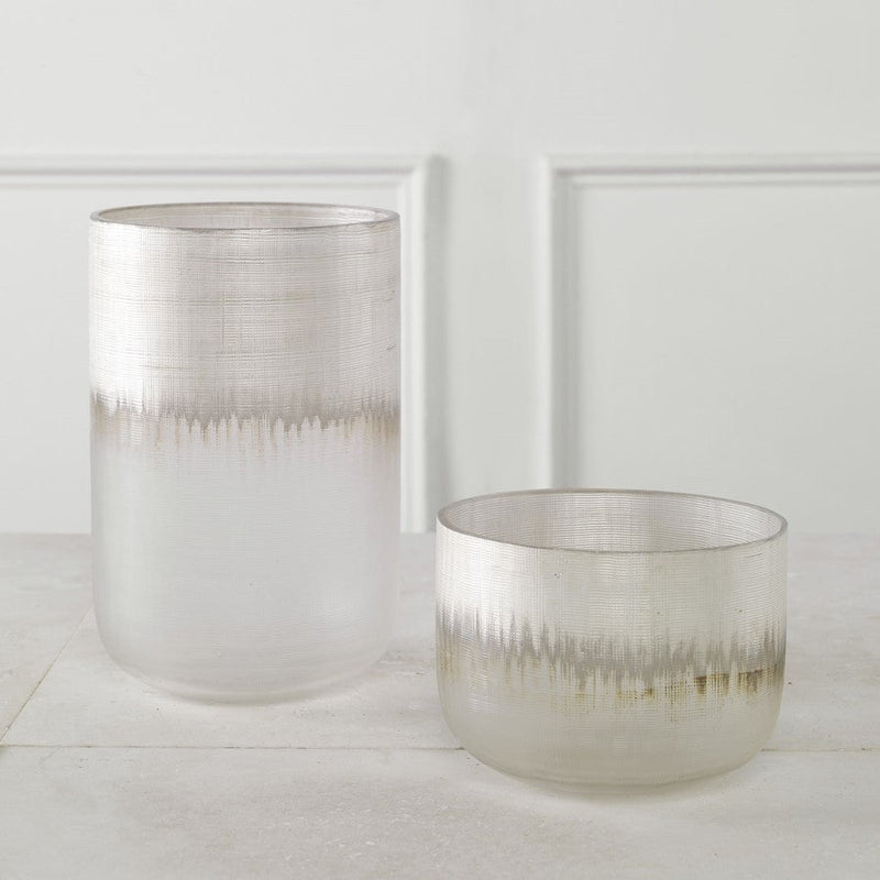Uttermost Frost Silver Drip Glass Vases, Set Of 2