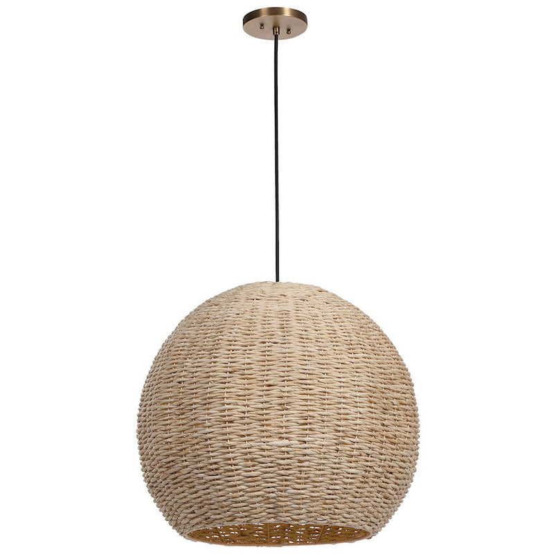 Uttermost Seagrass 1 Light Dome Pendant, Antique Brass