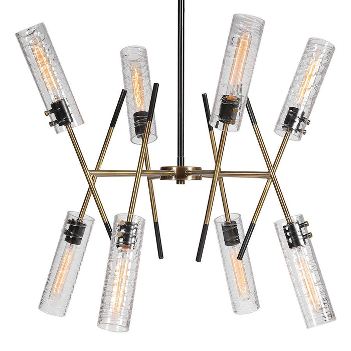 Uttermost Telesto 8 Light Linear Pendant, Black/Antique Brass - 21538