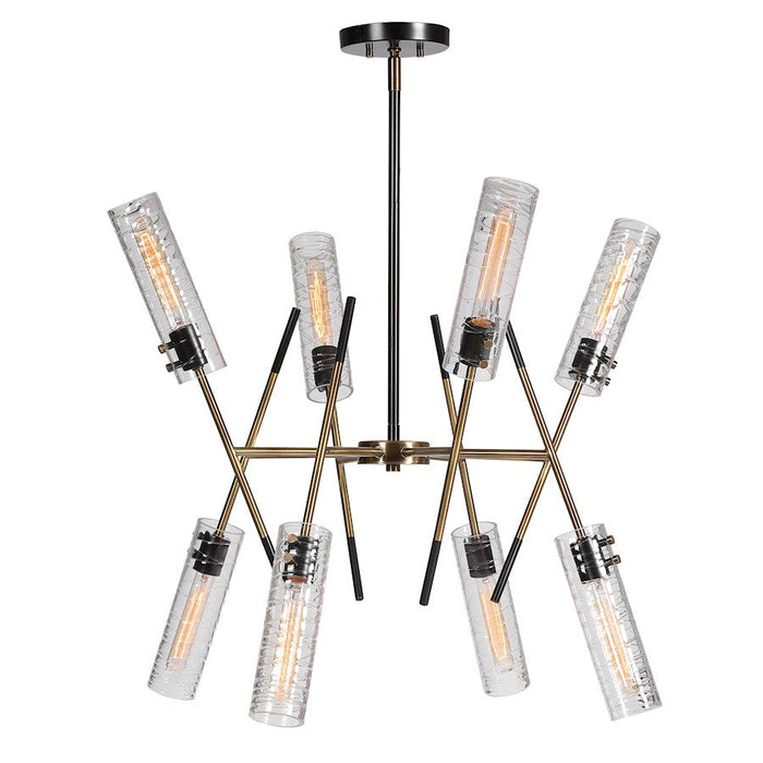 Uttermost Telesto 8 Light Linear Pendant, Black/Antique Brass