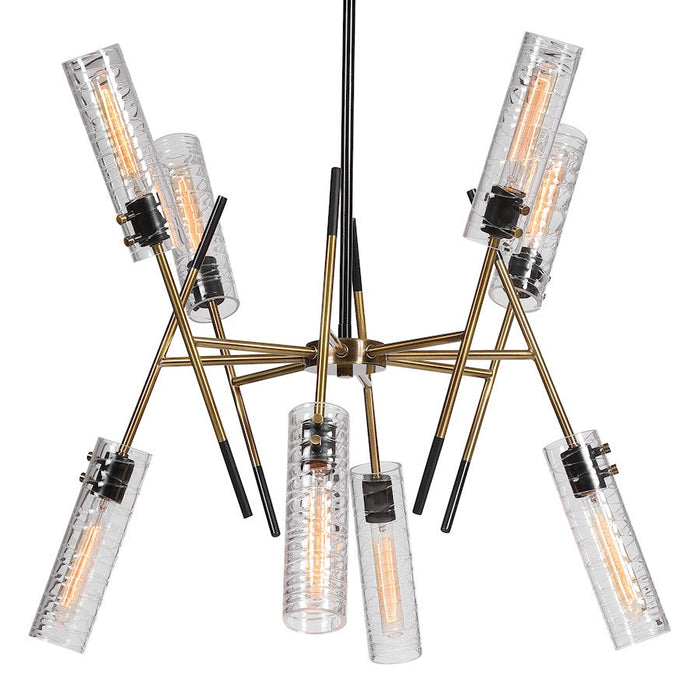 Uttermost Telesto 8 Light Linear Pendant, Black/Antique Brass