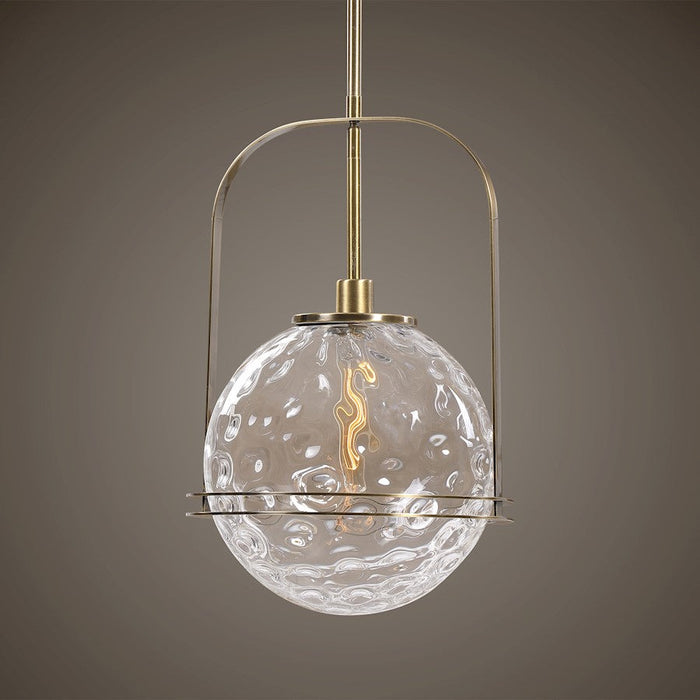 Uttermost Mimas 1 Light Globe Pendant, Antique Brass