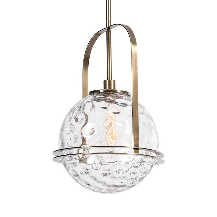 Uttermost Mimas 1 Light Globe Pendant, Antique Brass