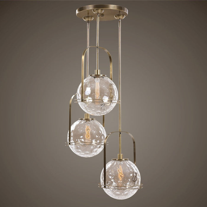 Uttermost Mimas 3 Light Cluster Pendant, Antique Brass