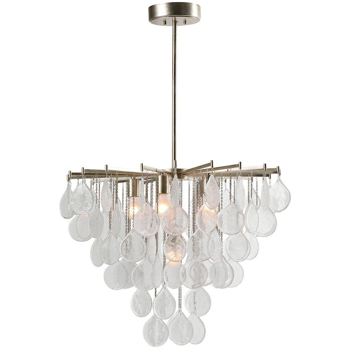 Uttermost Goccia 6 Light Tear Drop Glass Pendant, Antiqued Bright Silver