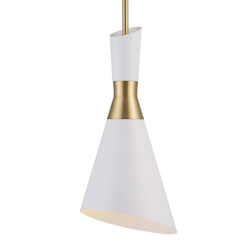 Uttermost Eames 1 Light Modern Mini Pendant, Brass/White - 21560