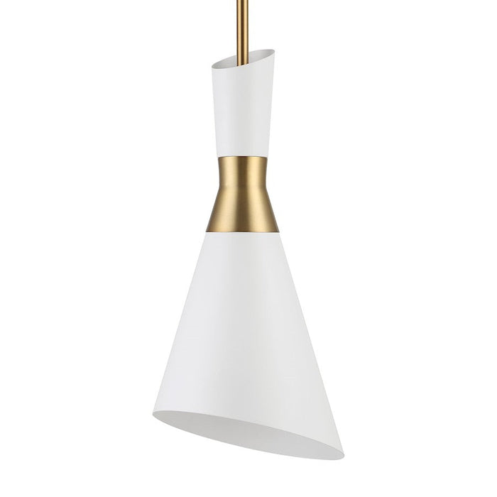 Uttermost Eames 1 Light Modern Mini Pendant, Brass/White