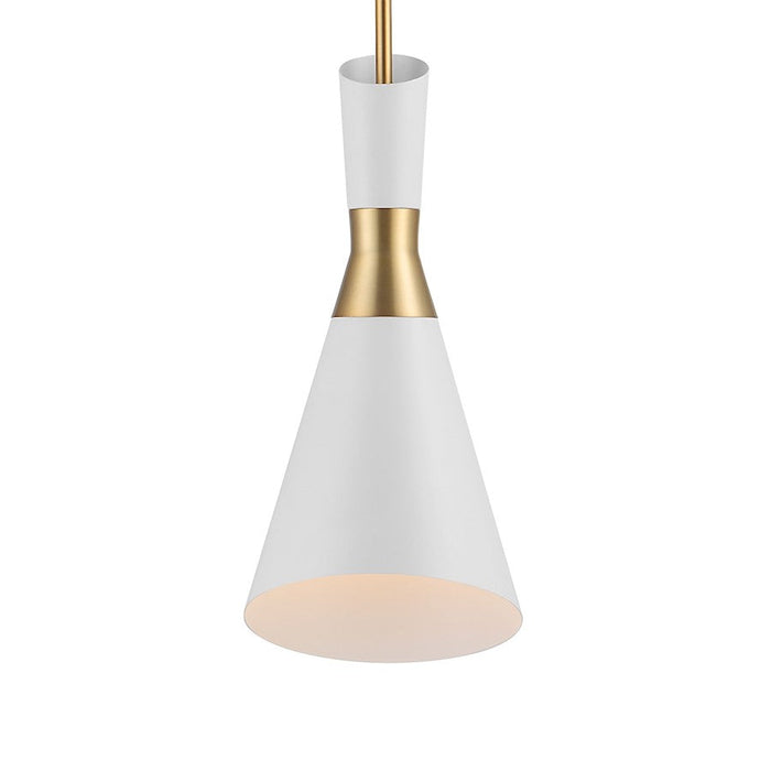 Uttermost Eames 1 Light Modern Mini Pendant, Brass/White