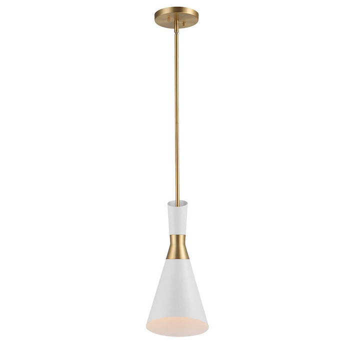 Uttermost Eames 1 Light Modern Mini Pendant, Brass/White