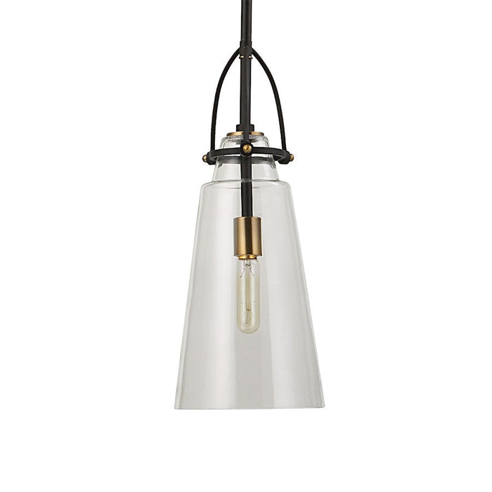 Uttermost Saugus Industrial 1 Light Pendant, Black/Brass