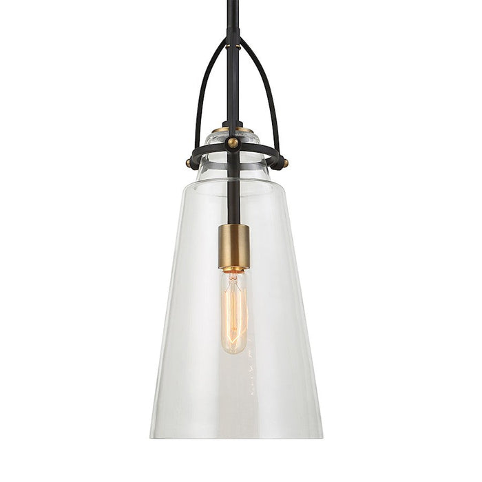 Uttermost Saugus Industrial 1 Light Pendant, Black/Brass