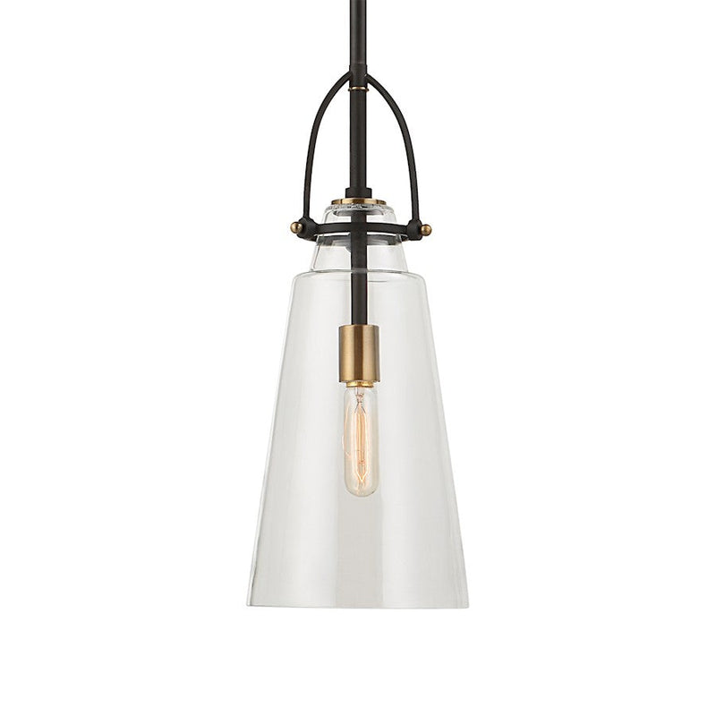 Uttermost Saugus Industrial 1 Light Pendant, Black/Brass