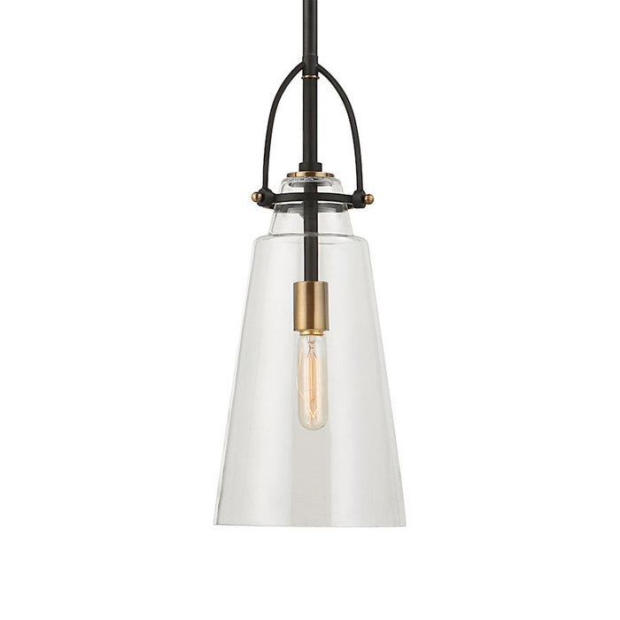 Uttermost Saugus Industrial 1 Light Pendant, Black/Brass