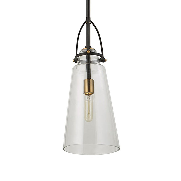 Uttermost Saugus Industrial 1 Light Pendant, Black/Brass