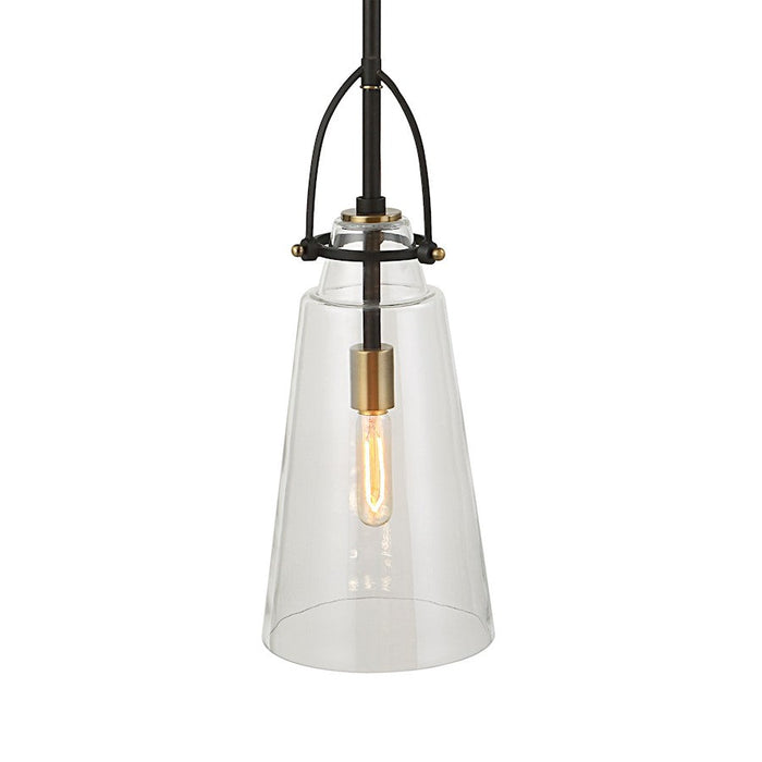 Uttermost Saugus Industrial 1 Light Pendant, Black/Brass