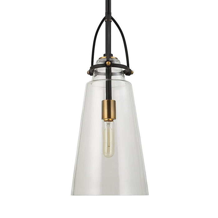 Uttermost Saugus Industrial 1 Light Pendant, Black/Brass