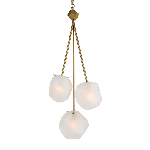 Uttermost Geodesic 3 Light Pendant, Matte Antique Brass - 21575