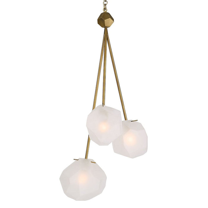 Uttermost Geodesic 3 Light Pendant, Matte Antique Brass