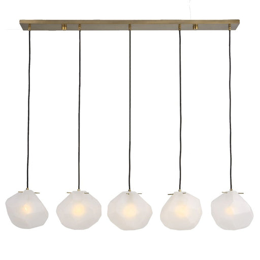 Uttermost Geodesic 5 Light Linear Pendant, Matte Antique Brass - 21577