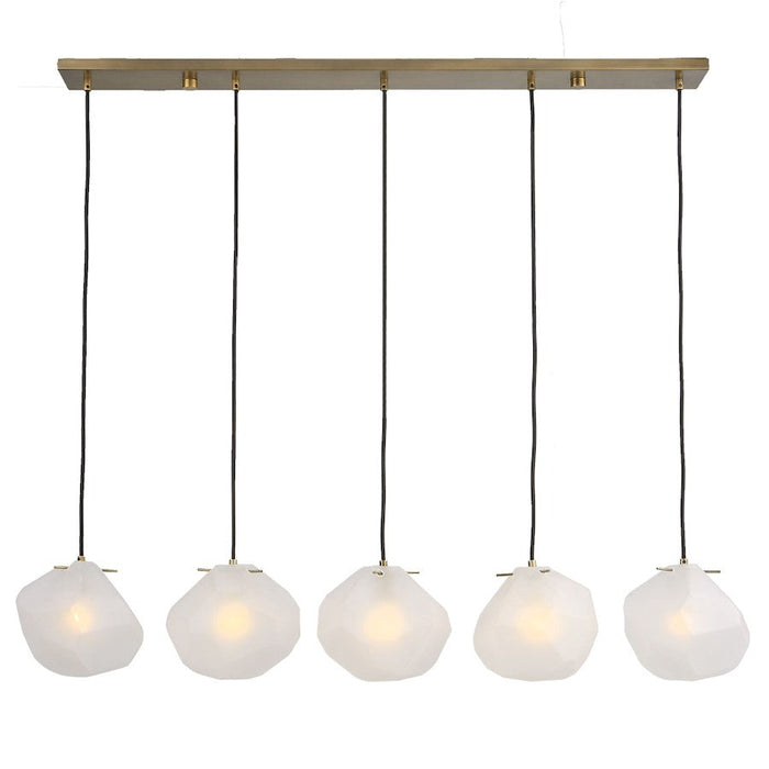 Uttermost Geodesic 5 Light Linear Pendant, Matte Antique Brass - 21577