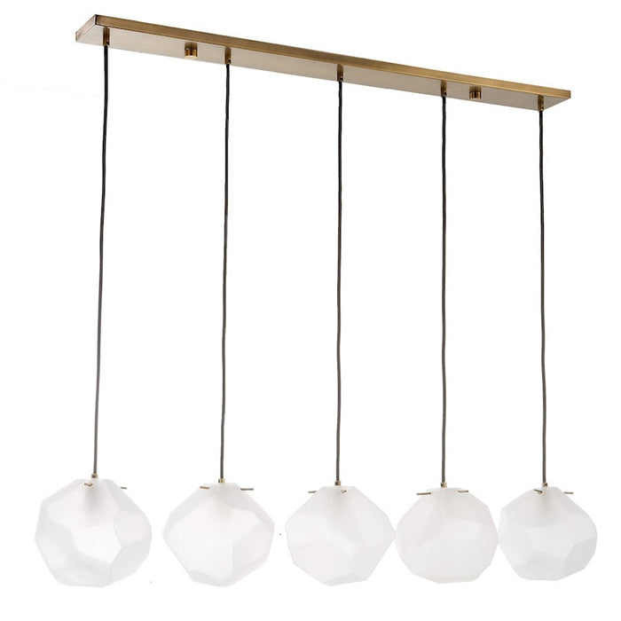 Uttermost Geodesic 5 Light Linear Pendant, Matte Antique Brass