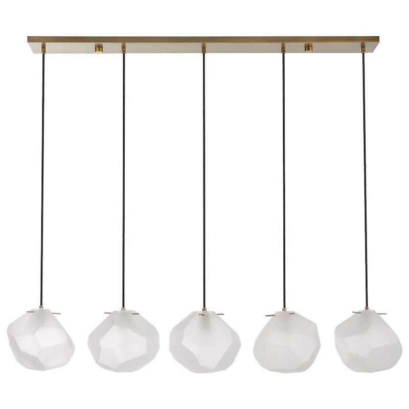 Uttermost Geodesic 5 Light Linear Pendant, Matte Antique Brass