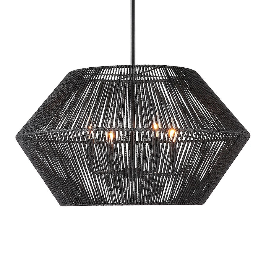 Uttermost Suva 4 Light Black Rope Pendant - 21589